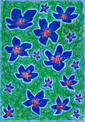 blue flowers in twighlight
